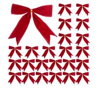 Noeud De Sapin De Noël en Velours - 24 Pièces Rouge Arcs, Nœuds Décoratifs, Arc De Guirlande - Décoration Pour Arbre