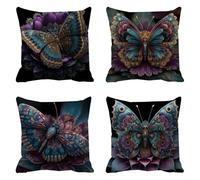 Noeud Papillon Coussin Canape 40 x 40 Lot de 4 Lin Taie Oreiller Noël Coussins Canapé Housse de Coussin, Respirant Taies D'oreillers Carré Coussins Décoratifs, pour Salon Chaise Jardin t-318