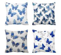 Noeud Papillon Coussin Canape 50 x 50 Lot de 4 Velours Taie Oreiller Noir Coussins Canapé Housse de Coussin, Respirant Taies D'oreillers Carré Coussins Décoratifs, pour Salon Chaise Jardin t-313