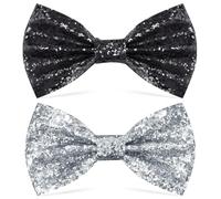Noeud Papillon Homme avec Paillettes, 2 Pièces Nœud Papillon à Paillettes pour Adulte, Réglable Noeud Papillon pré-noué Formel, Accessoire de Soirée Idéal pour Fête Banquet Mariage Deguisement Disco