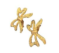 Noeud papillon papillon à la mode, Styles Vintage sans Clip d ' oreille percé en cuivre plaqué or, pinces d ' oreille courbées