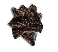 Noeud Papillon + Pochette Homme Satin Noir imprimés motifs cachemire- Fabrication française