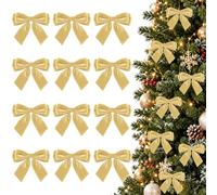 Noeud Sapin de Noel, 12 PCS Noeud en Velours pour Décorer Sapins de Noël | Nœuds en décoration Velours, 9×9cm Mini Nœuds de Noël en Velours pour Noël, Jour de l'an et Carnaval