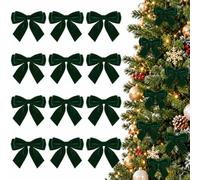 Noeud Sapin de Noel, 12 PCS Noeud en Velours pour Décorer Sapins de Noël | Nœuds en décoration Velours, 9×9cm Mini Nœuds de Noël en Velours pour Noël, Jour de l'an et Carnaval