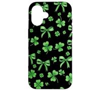 Noeud Vert Lucky Clover Coquette St Patricks Day Pattern Coque pour iPhone 16