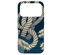 Noeuds de Corde Nautique avec Vagues minimales en Bleu Marine Beige Coque pour iPhone 17 Pro