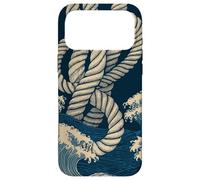 Noeuds de Corde Nautique avec Vagues minimales en Bleu Marine Beige Coque pour iPhone 17 Pro Max