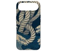 Noeuds de Corde Nautique avec Vagues minimales en Bleu Marine Beige Coque pour iPhone Air