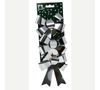 Noeuds de décoration de Noël en extérieur 3 pièces en argent longueur 10cm