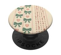Noeuds de Noël et cœurs en Sucre d'orge Motif Flocons de Neige PopSockets PopGrip Adhésif