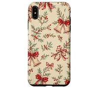 Noeuds et Cloches Vintage de Noël botanique sur Beige Coque pour iPhone XS Max