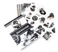 NOGAMOGA Lot de 20 feuilles d'autocollants pour scrapbooking, journaling, collages, autocollants transparents pré-perforés et papiers, accessoires de journal indésirable, pour adultes, noir