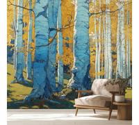 NOGAWA Papier Peint Forêt, Papier Peint Motif Bouleaux, Panoramique Décoration Murale Pour Salon, Chambre, Tapisserie Murales Intissé, Wallpaper Mural 150x105cm
