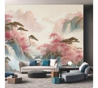 NOGAWA Papier Peint Motif Asiatique, 3D Panoramique Papier Peint Paysage Naturel, Papier Mural Decoratif Pour Salon, Chambre, Tapisserie Murales, Décoration Murale 300x210cm