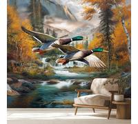NOGAWA Papier Peint Motif Chasse, 3D Panoramique Papier Peint Canard Sauvage, Papier Mural Decoratif Pour Salon, Chambre, Tapisserie Murales, Décoration Murale 150x105cm