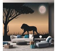 NOGAWA Papier Peint Motif Lion Africaine, 3D Panoramique Papier Peint Animaux Sauvages, Papier Mural Decoratif Pour Salon, Chambre, Tapisserie Murales, Décoration Murale 150x105cm