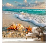 NOGAWA Papier Peint Motif Paysage Tropical, 3D Panoramique Papier Peint Plages Océan, Papier Mural Decoratif Pour Salon, Chambre, Tapisserie Murales, Décoration Murale 100x70cm