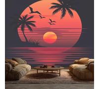 NOGAWA Papier Peint Motif Paysages Tropicaux, 3D Panoramique Papier Peint Coucher de Soleil, Papier Mural Decoratif Pour Salon, Chambre, Tapisserie Murales, Décoration Murale 300x210cm
