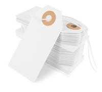 Nogeqi Lot de 100 étiquettes avec fil blanc, etiquette cadeau brocante carehabi etiquette kraft avec ficelle trou renforcé, Étiquette Prix pour Vêtements Étiquettes Marquage Bijoux avec Ficelle