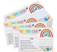 Nogeqi Lot de 100 lettres arc-en-ciel pour enseignants, notes d'encouragement pour les élèves du primaire, fournitures de classe pour enseignants primaires, cartes d'encouragement pour enseignants à