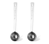 Nogeqi Lot de 2 cuillères à café - 15 ml - Avec manche long - Réutilisables - En acier inoxydable - Cuillères doseuses en métal - Pour café, thé en vrac, épices