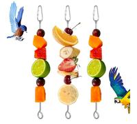 Nogeqi Lot de 3 jouets en acier inoxydable pour oiseaux, perruches, perroquets, mangeoires, accessoires pour perroquets, poules, argent