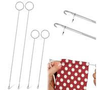 Nogeqi Lot de 4 aiguilles longues réversibles en métal - Pour cordes, boucles de couture - Avec loquet - Spatule à boucle pour tissu, ceinture, bandes - Accessoires de tricot - 2 tailles