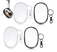 Nogeqi Lot de 4 trousses de toilette transparentes pour homme avec fermeture éclair - Trousse de toilette transparente - Pour liquides - Bagage à main - Voyage (10,5 x 7 cm), Noir + blanc