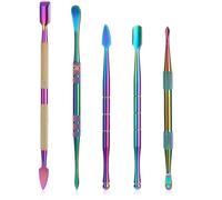 Nogeqi Lot de 5 outils de sculpture en acier inoxydable - Outil de sculpture à la cire arc-en-ciel - Outils de sculpture à la cire - Outil de modelage à double extrémité