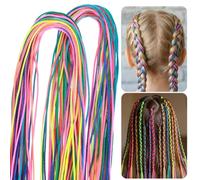 Nogeqi Lot de 64 ficelles colorées pour cheveux tressés, assortiment de cordes arc-en-ciel pour filles, accessoires de coiffure pour queue de cheval pour femmes