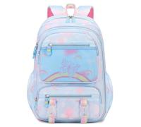 Nogkdyc Le cartable d’étudiant convient aux filles papillon rose arc-en-ciel cartable d’élève d’école primaire réduit le fardeau et protège la colonne vertébrale avec une grande capacité(blue,A)