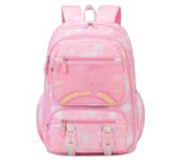 Nogkdyc Le cartable d’étudiant convient aux filles papillon rose arc-en-ciel cartable d’élève d’école primaire réduit le fardeau et protège la colonne vertébrale avec une grande capacité(Pink,A)