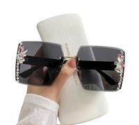 Nogkdyc Lunettes De Soleil avec Strass Luxury Faux Lunes en Strass