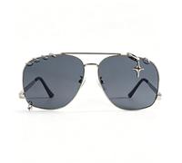 Nogkdyc Lunettes de Soleil Aviateur Femme Polarisées - Style Punk avec Anneaux Métalliques & Pendentif Étoile - Lunettes de Mode Élégantes Verres Dégradés pour Conduite & Festival (C4,A)