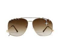 Nogkdyc Lunettes de Soleil Aviateur Femme Polarisées - Style Punk avec Anneaux Métalliques & Pendentif Étoile - Lunettes de Mode Élégantes Verres Dégradés pour Conduite & Festival (C1,A)