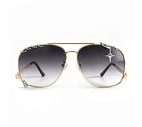 Nogkdyc Lunettes de Soleil Aviateur Femme Polarisées - Style Punk avec Anneaux Métalliques & Pendentif Étoile - Lunettes de Mode Élégantes Verres Dégradés pour Conduite & Festival (C3,A)