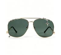 Nogkdyc Lunettes de Soleil Aviateur Femme Polarisées - Style Punk avec Anneaux Métalliques & Pendentif Étoile - Lunettes de Mode Élégantes Verres Dégradés pour Conduite & Festival (C5,A)