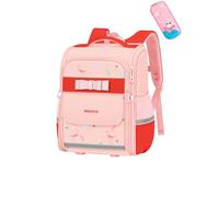 Nogkdyc Sac d’école pour filles 3 pièces Joli sac d’école de dessin animé pour les élèves de l’école primaire Ensemble de 2 pièces pour enfants(rose + boîte de papeterie,M)