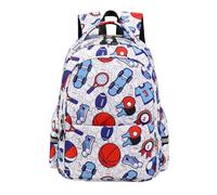 Nogkdyc Sac d’école pour garçons de la 1re à la 6e année Sac d’école imprimé fusée spatiale pour les élèves de l’école primaire Sac à dos léger étanche(C4,Un)