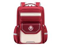 Nogkdyc Sac d’école pour garçons et filles de la 1re à la 3e année Sac d’école simple de style britannique pour les élèves de l’école primaire Sac à dos de grande capacité 3-6 année(rouge,M)