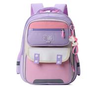 Nogkdyc Sac d’école pour garçons et filles Sac d’école multifonctionnel pour les élèves de l’école primaire Sac à dos léger pour enfants 1-3 niveaux(violet,Un)