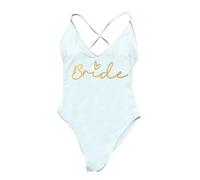 Nogkdyc Sexy rembourré Une pièce Maillot de Bain Femmes équipe mariée Maillots de Bain Bikini Maillot de Bain d’été Maillots de Bain Bachelorette Party Lady(S/Mariée (Or))