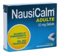 Nogues NausiCalm Adultes Diménhydrinate Nausées Vomissements 14 Gélules 50mg