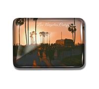 Nogytize Aimants de réfrigérateur en cristal pour Los Angeles, Venise, plage, Californie, États-Unis, souvenirs de voyage, objets de collection, rectangulaires, cadeaux amusants pour la cuisine, la