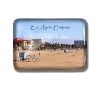 Nogytize Aimants de réfrigérateur en cristal pour Los Angeles, Venise, plage, Californie, États-Unis, souvenirs de voyage, objets de collection, rectangulaires, cadeaux amusants pour la cuisine, la