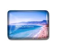 Nogytize Aimants de réfrigérateur en cristal pour Malibu Beach Californie USA souvenir de voyage rectangulaire drôle pour cuisine, décoration de maison, bureau, tableau blanc monument