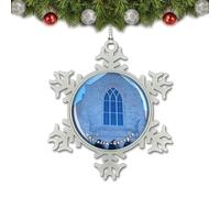 Nogytize Ornement de Noël flocon de neige en métal pour Marietta Georgia USA Souvenirs de voyage en verre Vacances Décorations à suspendre Idée cadeau de collection Arbre gj-1946