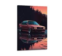 NOHF Affiche de voiture de sport pour BMW M3 E30 classique - Décoration murale rétro esthétique - Décoration de chambre de bureau - 40 x 60 cm - Style cadre