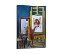 NOHF Poster animal chat autoportrait - Art mural rétro esthétique - Décoration de chambre de bureau - 20 x 30 cm - Style cadre