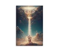 NOHF Poster chrétien avec lumière bénie - Décoration murale rétro esthétique pour chambre et bureau - 20 x 30 cm - Sans cadre